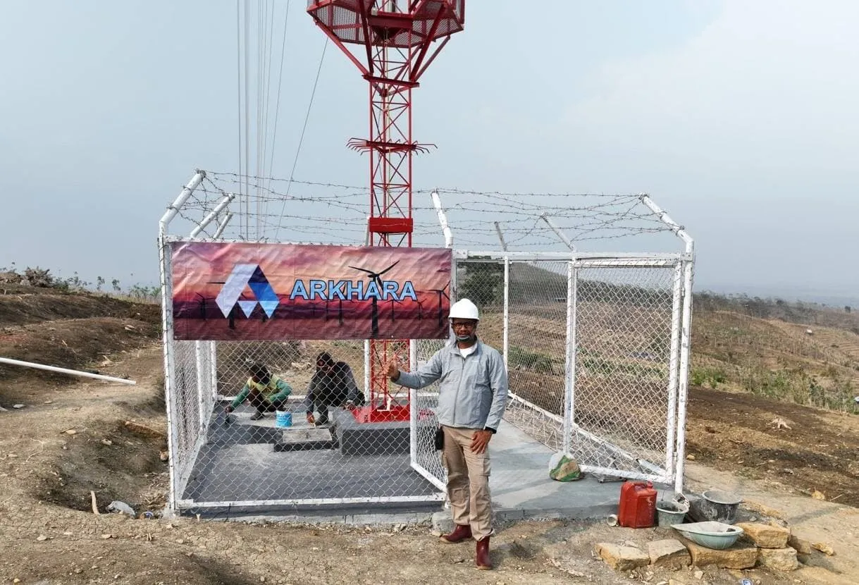 Arkhara team at solar energy installation site